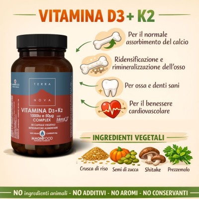 TERRANOVA Vitamina D3 + K2 (1000 iu e 50 μg) 50 CPS